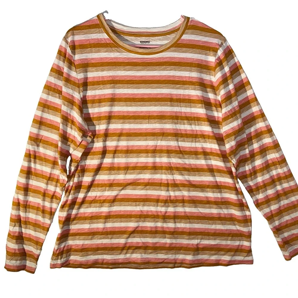 SONOMA Women Long Sleeve Pullover Cotton The Everyday Tee Shirt Extra Large - Picture 1 of 5